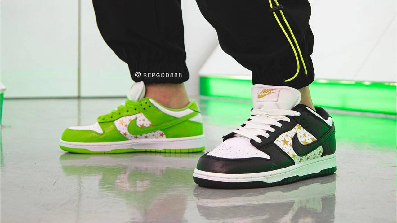 Up Close With the Supreme x Nike SB Dunk Low "Black" & "Mean Green"