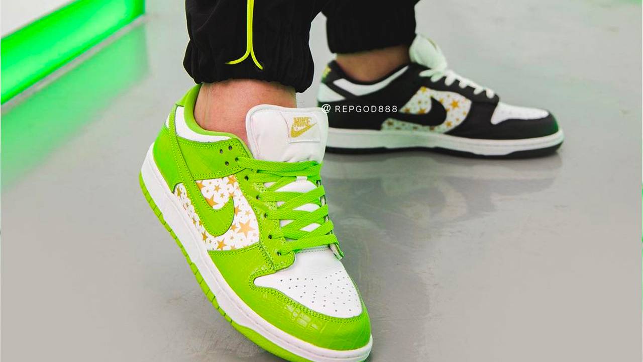 Up Close With the Supreme x Nike SB Dunk Low "Black" & "Mean Green"
