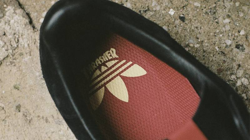 Thrasher x adidas Superstar ADV Core Black Closeup