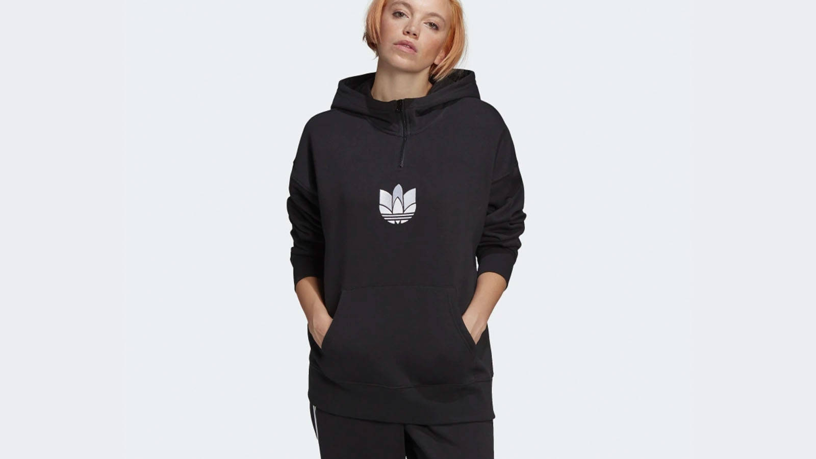 adidas 3D trefoil half zip hoodie sale