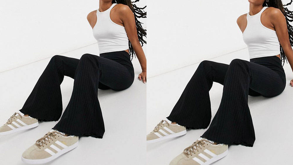 Bershka Ribbed Flare Trousers