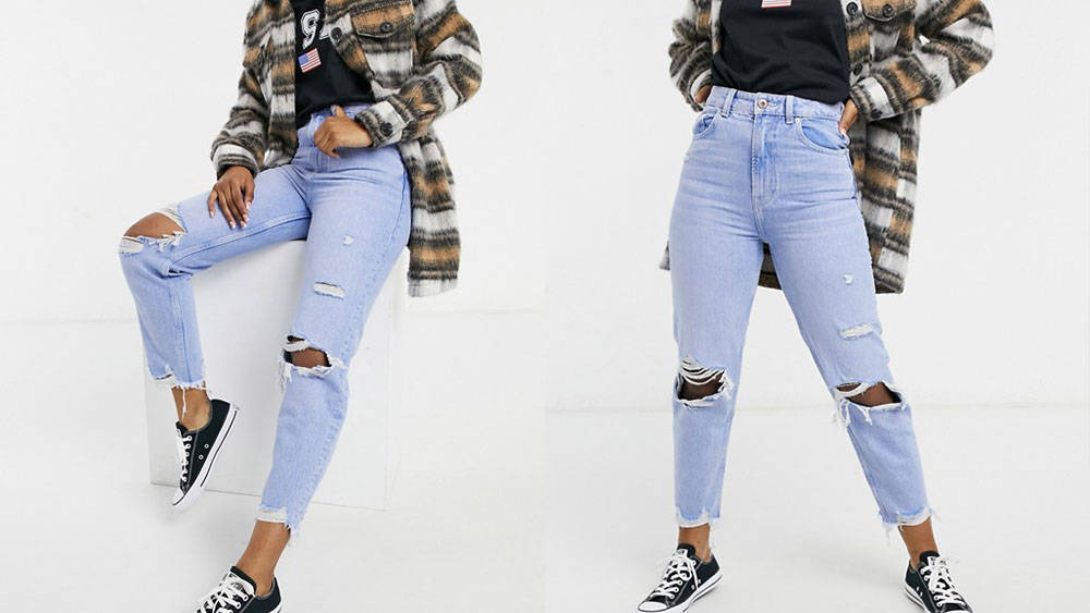 Bershka Ripped Mom jeans