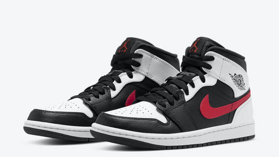 Jordan 1 Mid Black Chile Red White | Where To Buy | 554724-075 