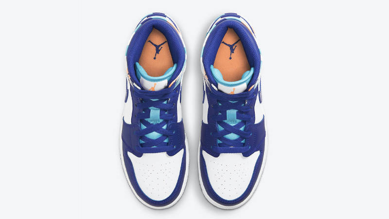 Jordan 1 Mid GS Geometric Print White Blue