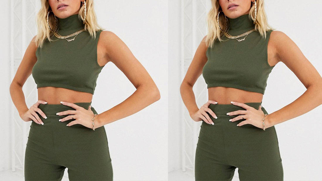 Lasula High Neck Crop Top Khaki
