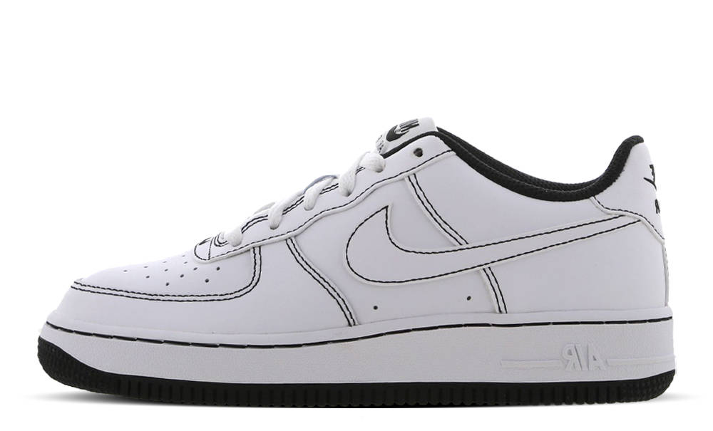 white air forces with black stitching