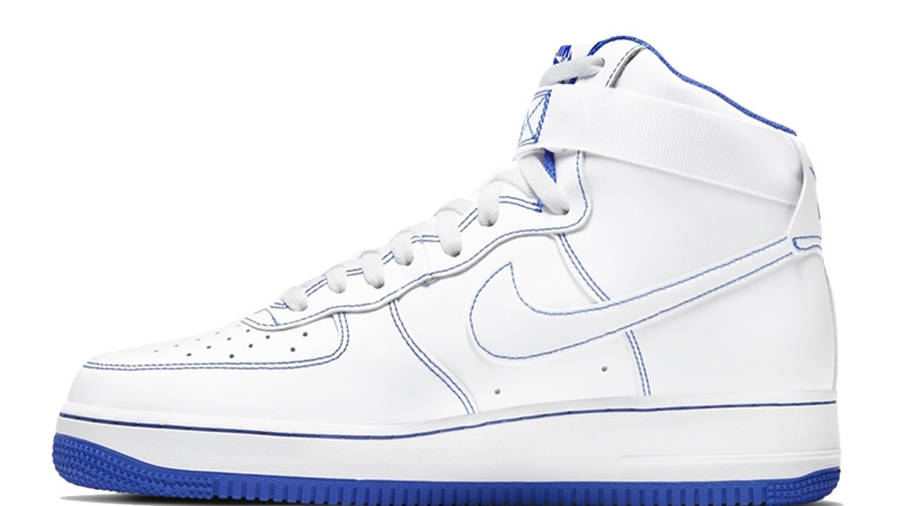 white and blue air force 1 high top