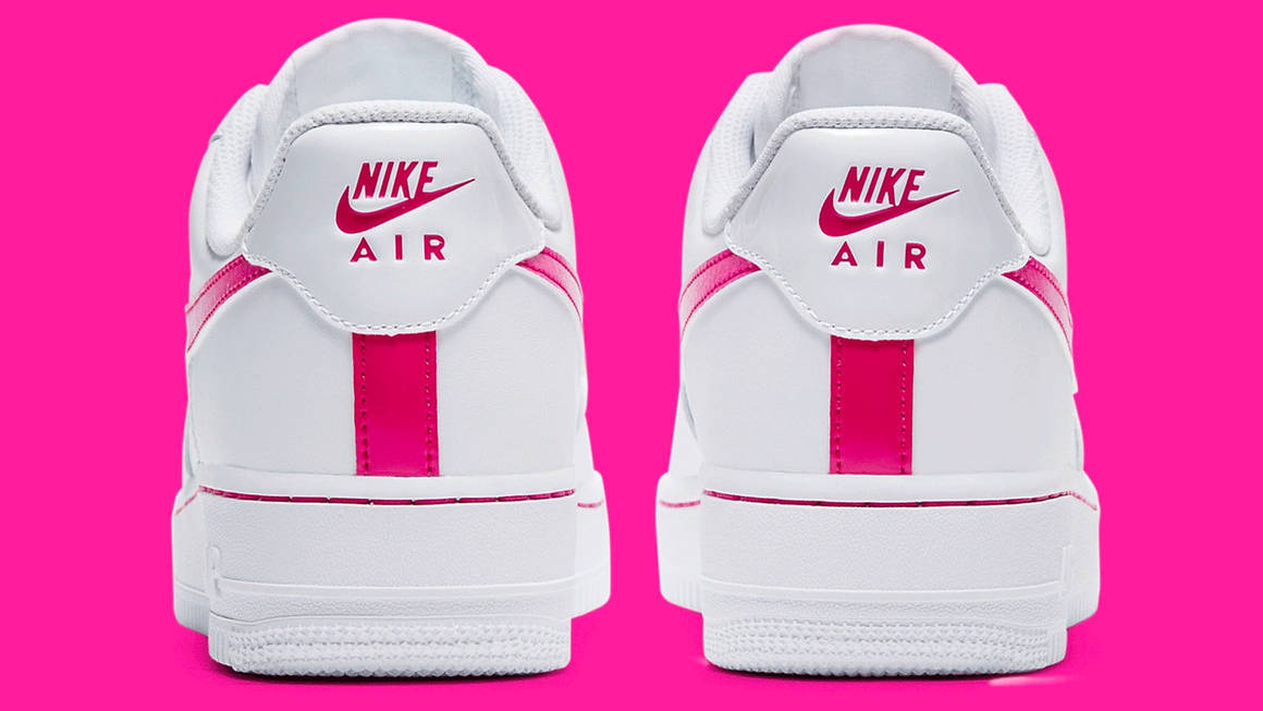 white and neon pink air force 1