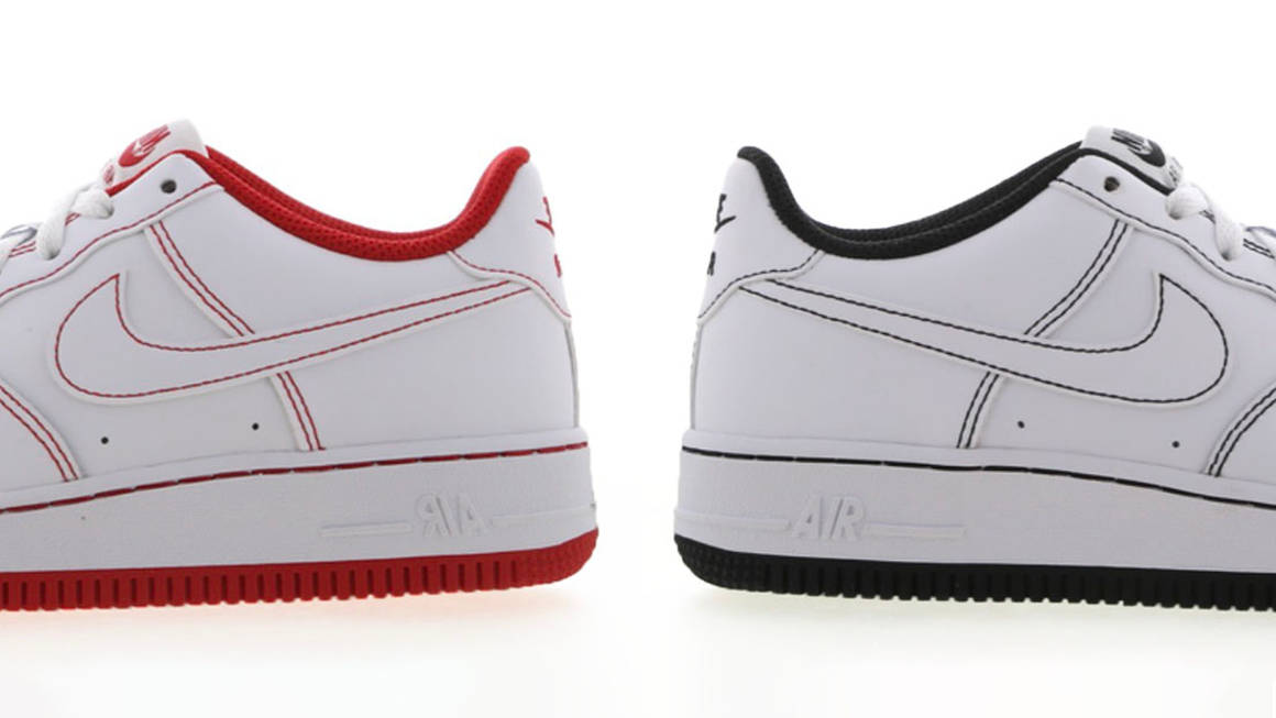 white air force with red stitching