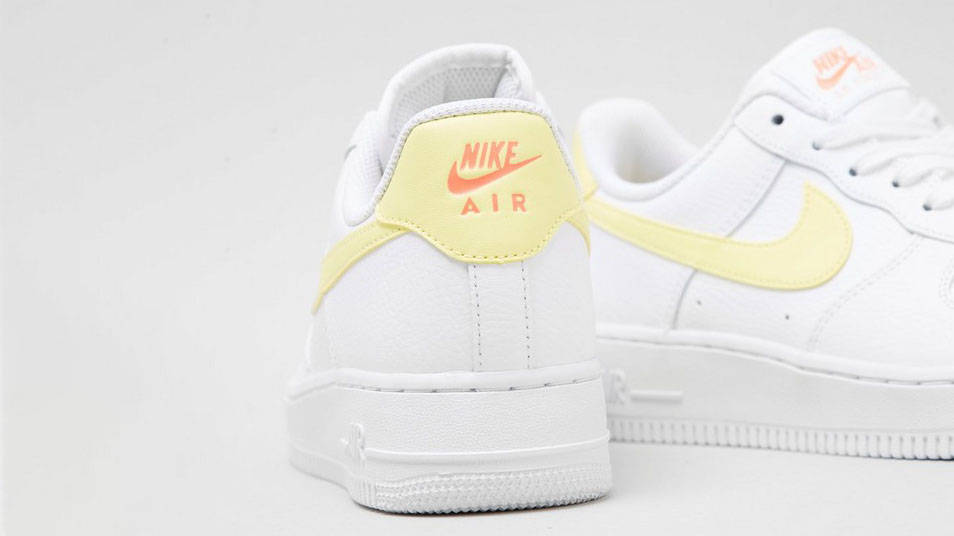Nike Air Force 1 White Yellow heel