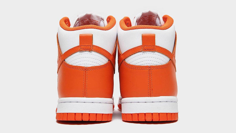 Nike Dunk High Syracuse White Orange Blaze heel