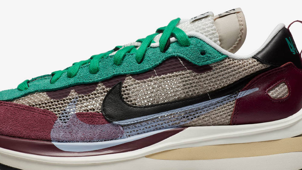 sacai x nike vaporwaffle red green side