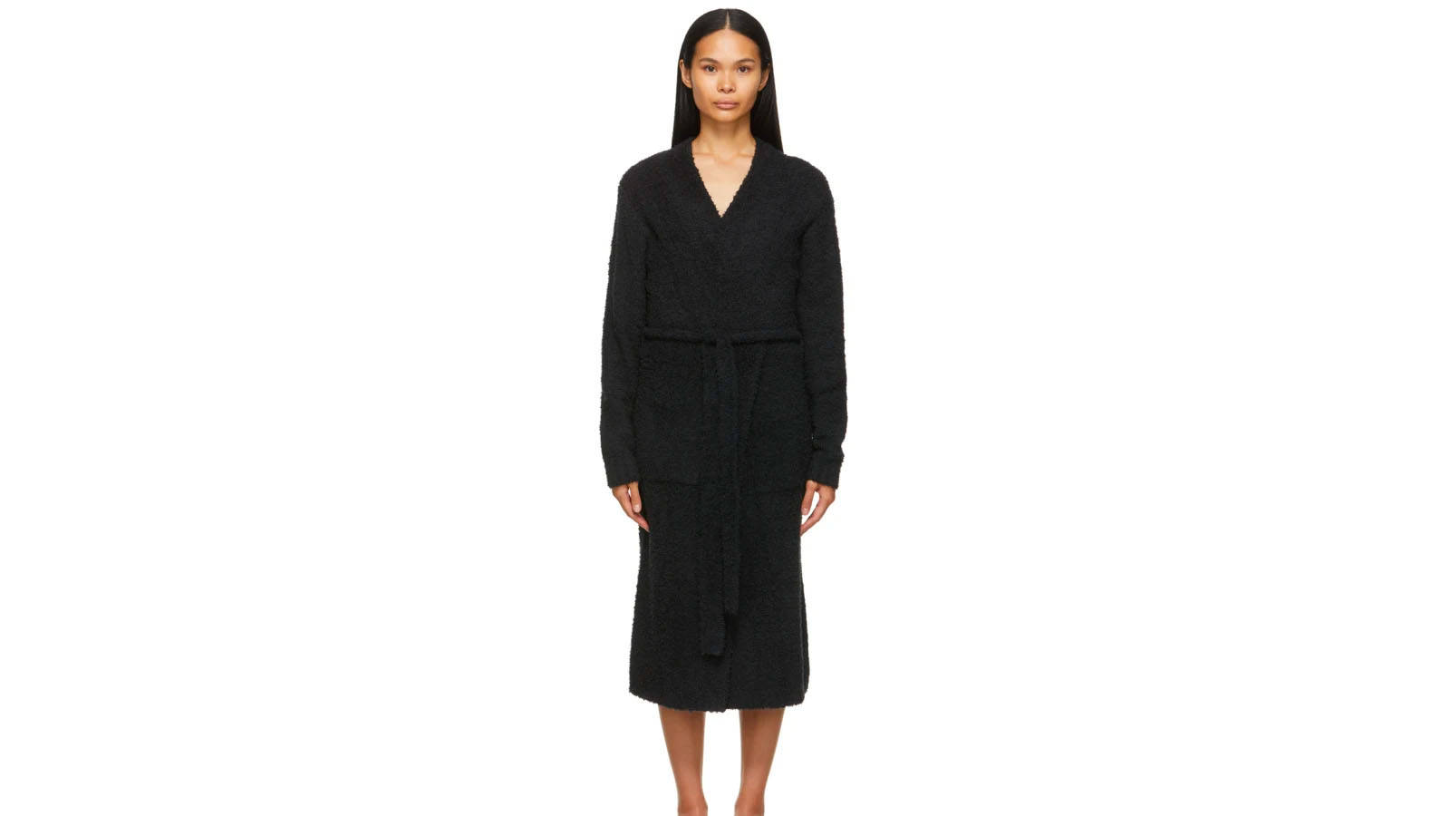 Skims black knit cosy robe