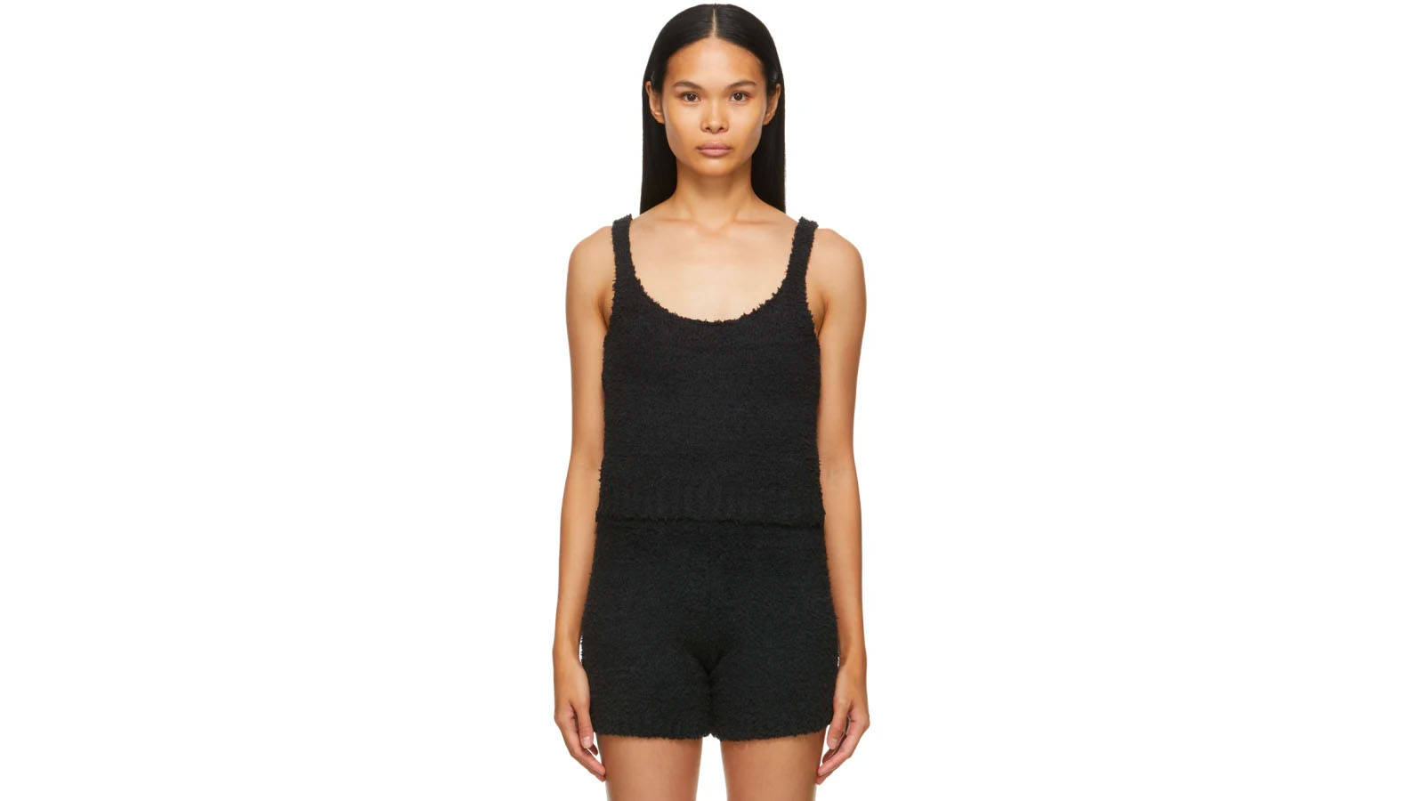 skims black knit cosy tank top