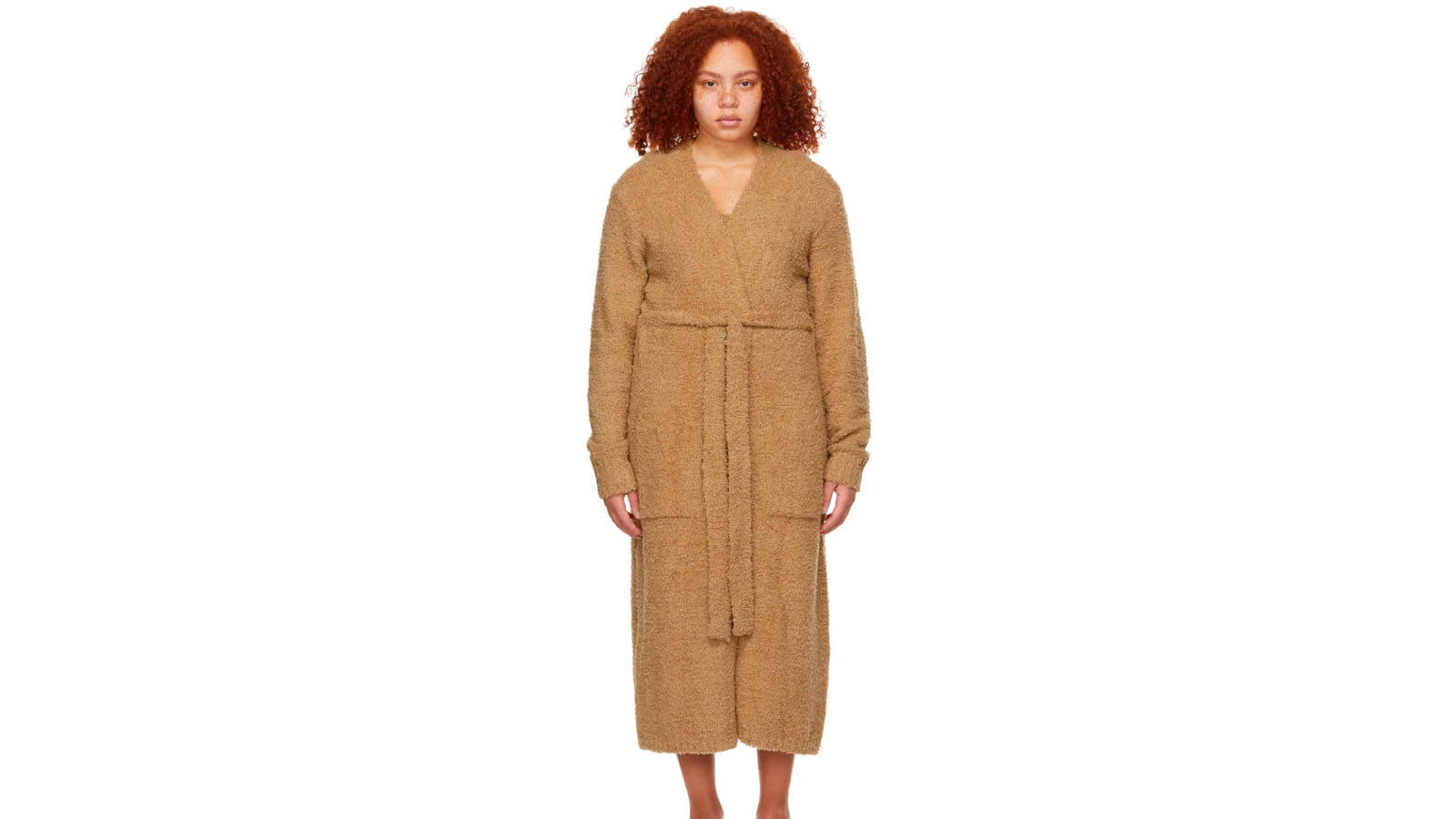 skims brown knit cosy robe