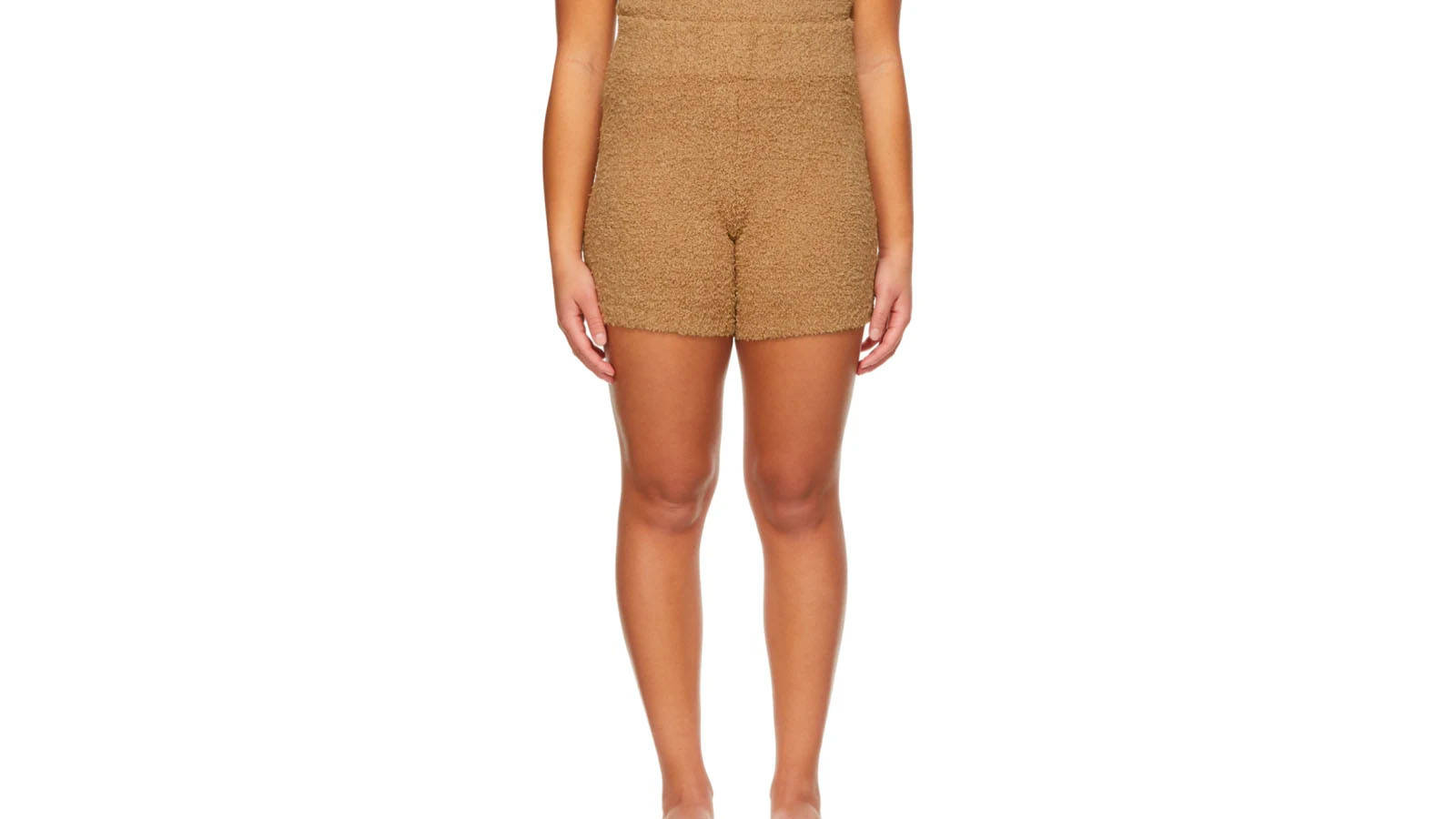 skims brown knit cosy shorts