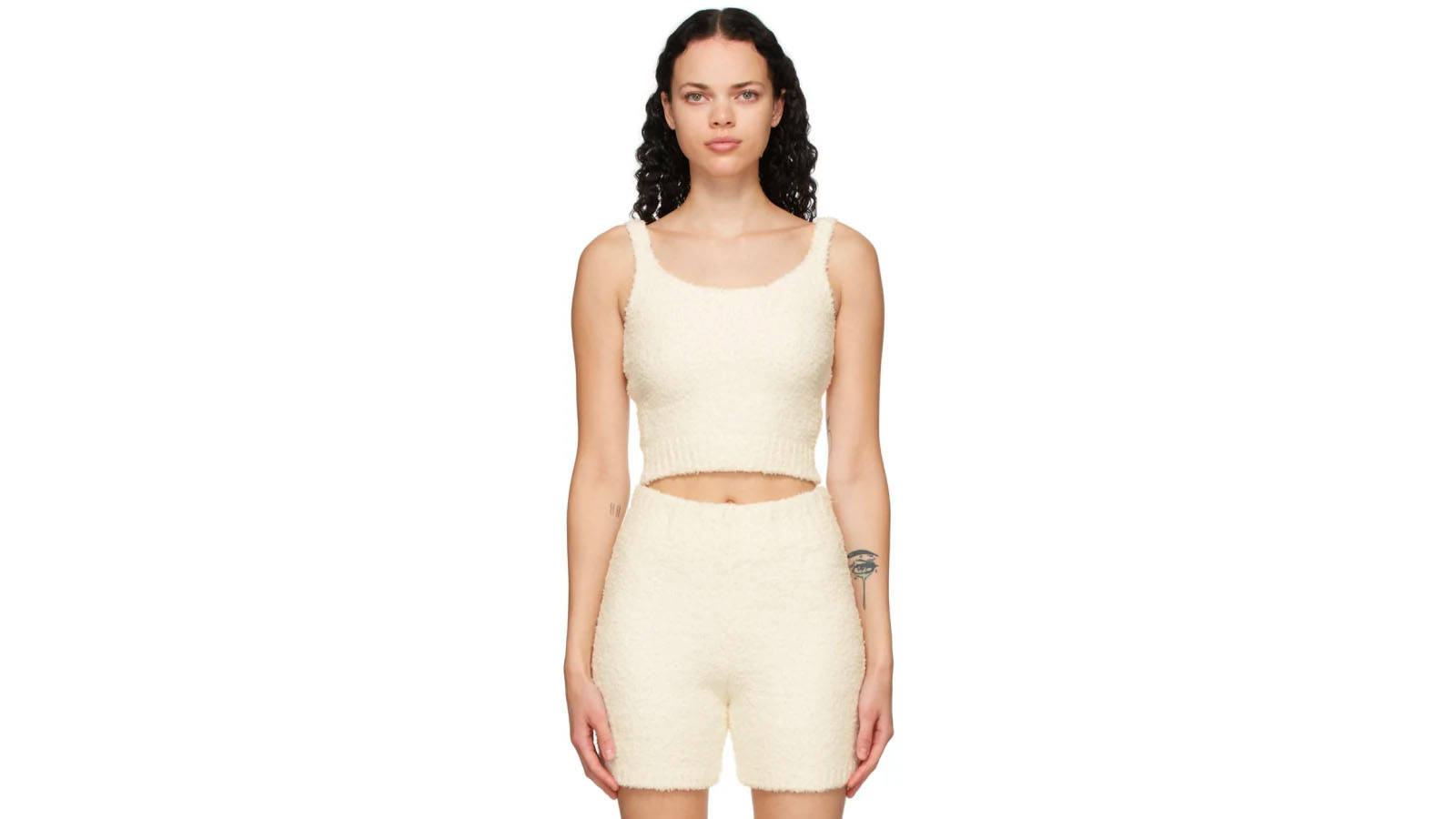skims off white knit cosy tank top