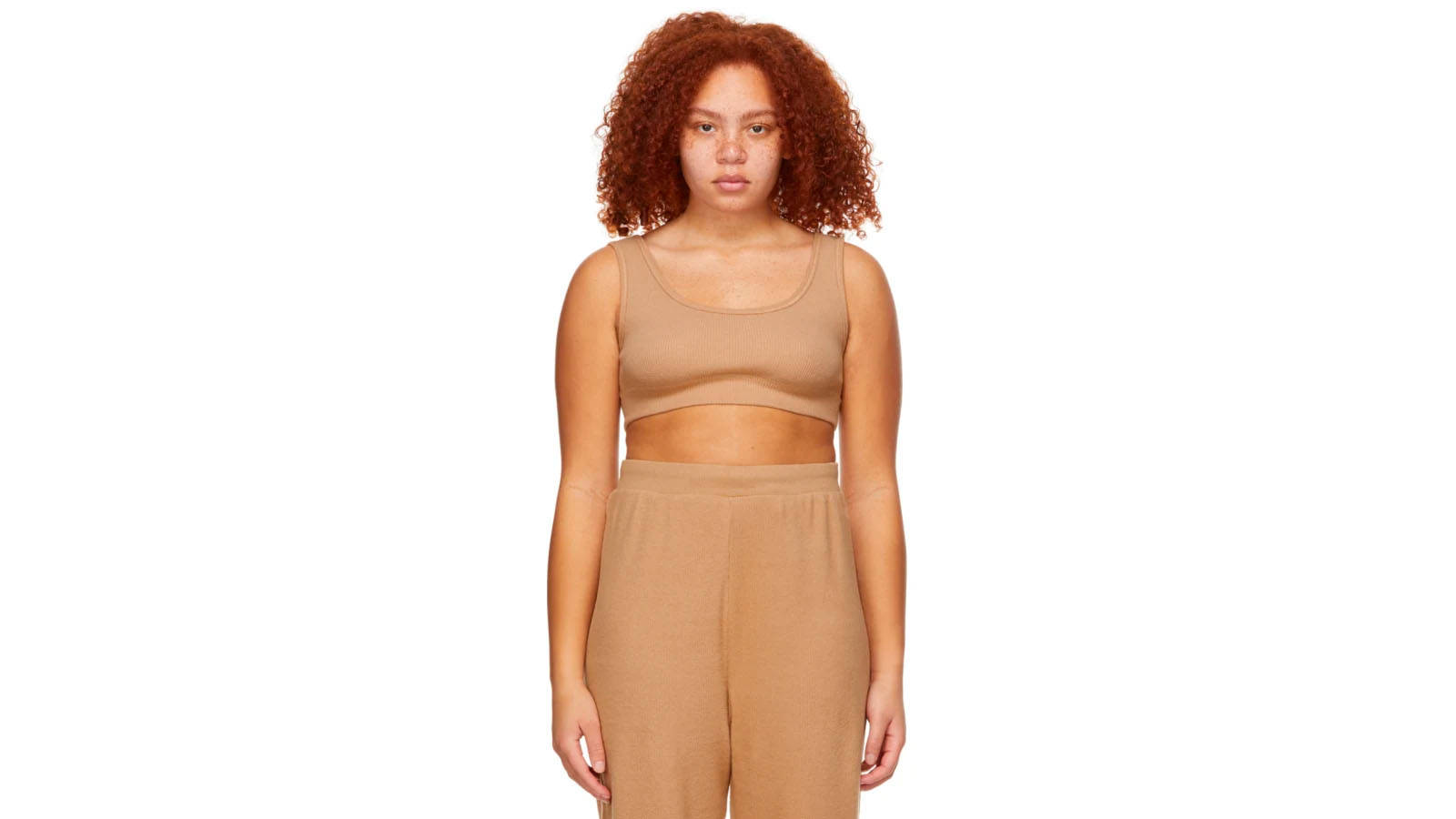 SKIMS Tan waffle scoop bra