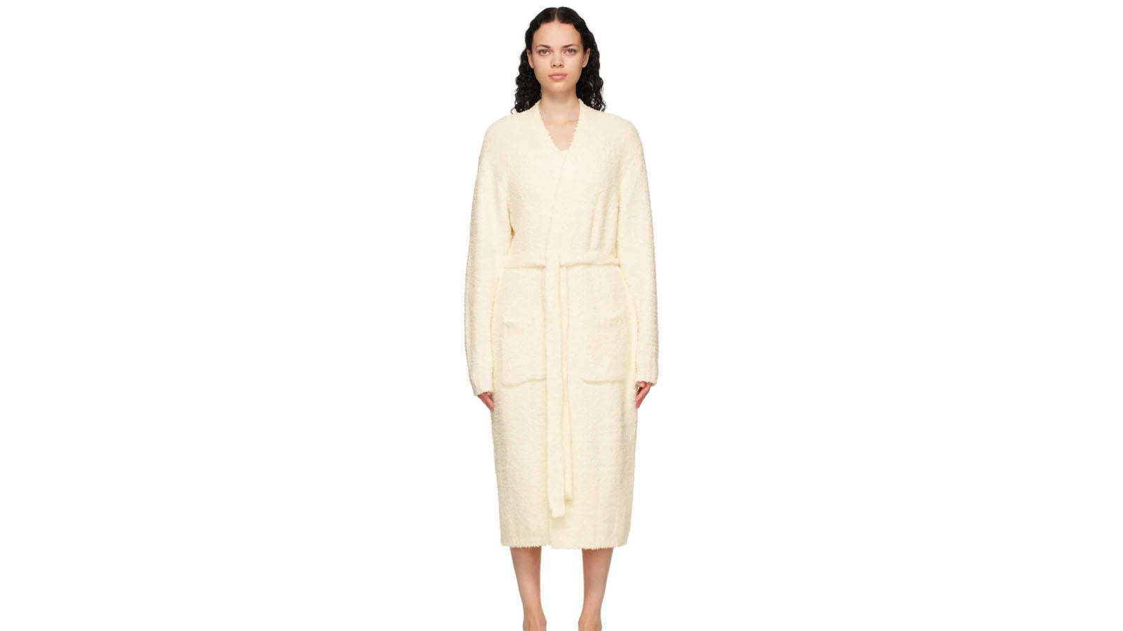 Skims white knit cosy robe