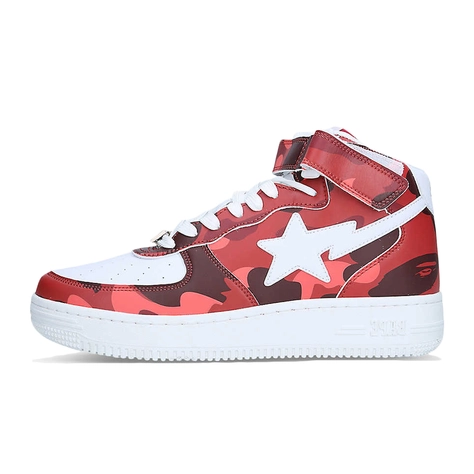 A BATHING APE COURT STA Hi Shadow BAPESTA Mid Camouflage Print Red