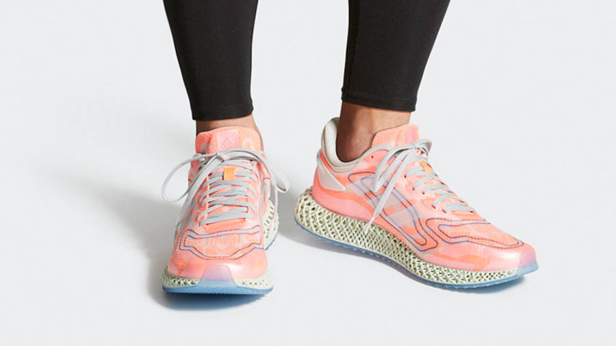 adidas 4D Run 1 0 Whte Signal Coral FW1234 on foot