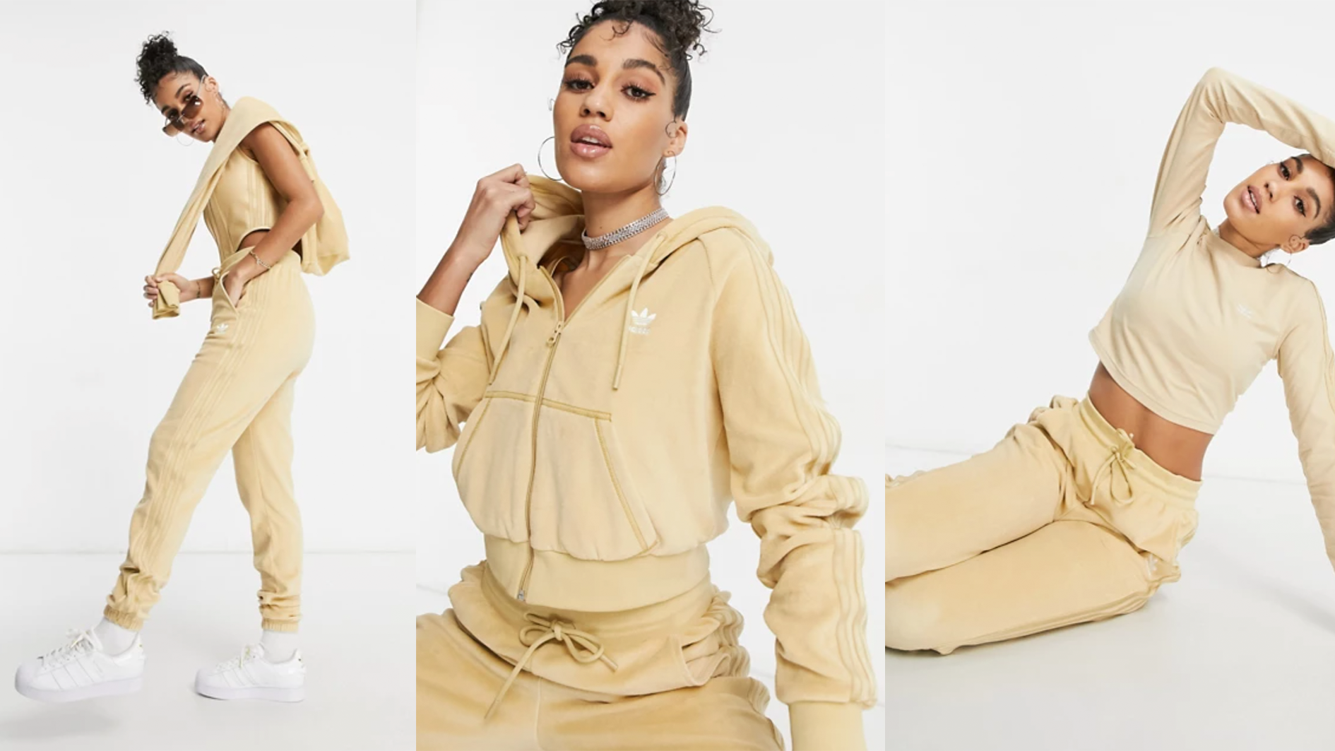 adidas velour beige