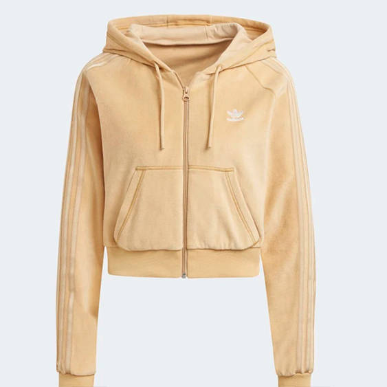 adidas velour zip hood gold