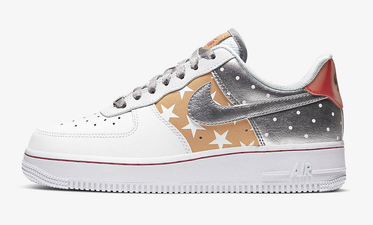 air force 1 white metallic silver beige