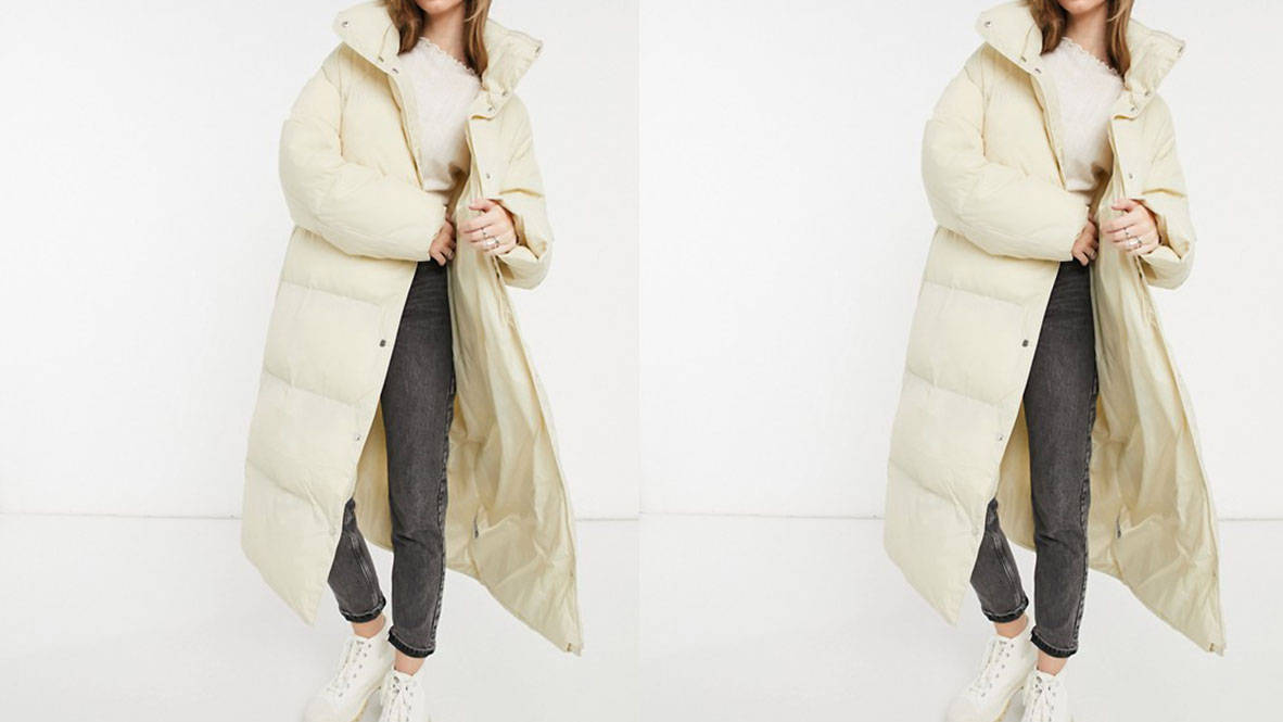 ASOS Design Maxi Puffer Cream