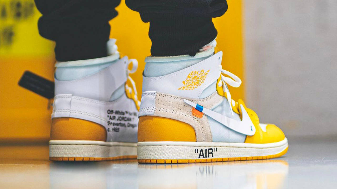 Off white best sale yellow jordan 1