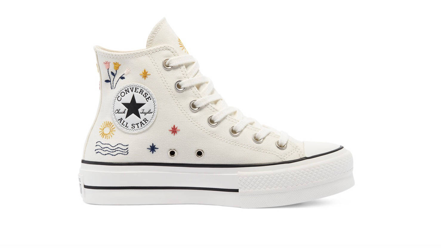 Converse Chuck Taylor High Top Platform Embroidered White