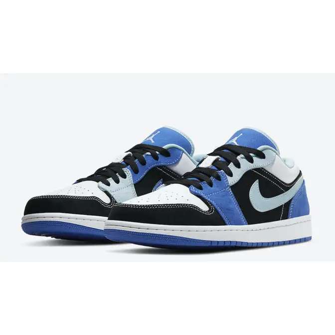 Air jordan 1 blue black hot sale and white