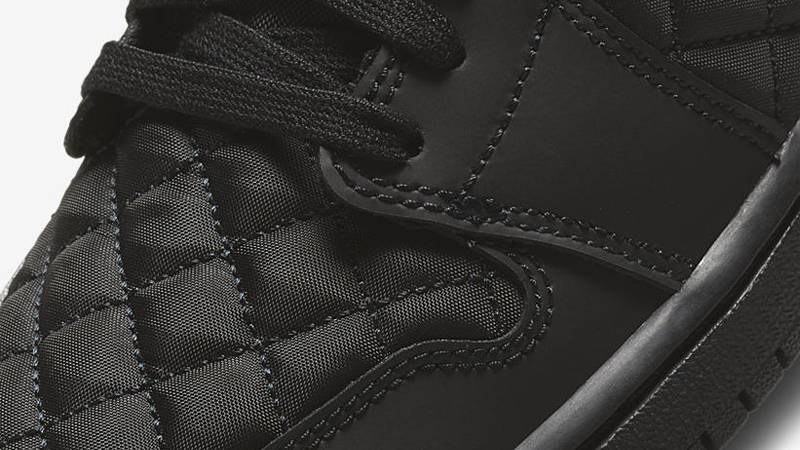 Jordan 1 Low Quilted Triple Black Closeup