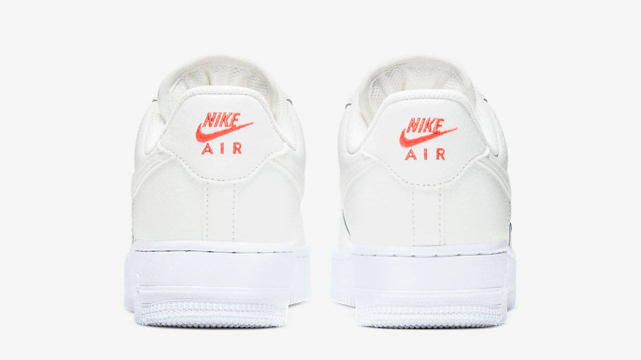 Nike Air Force 1 White Summit White Solar Red heel