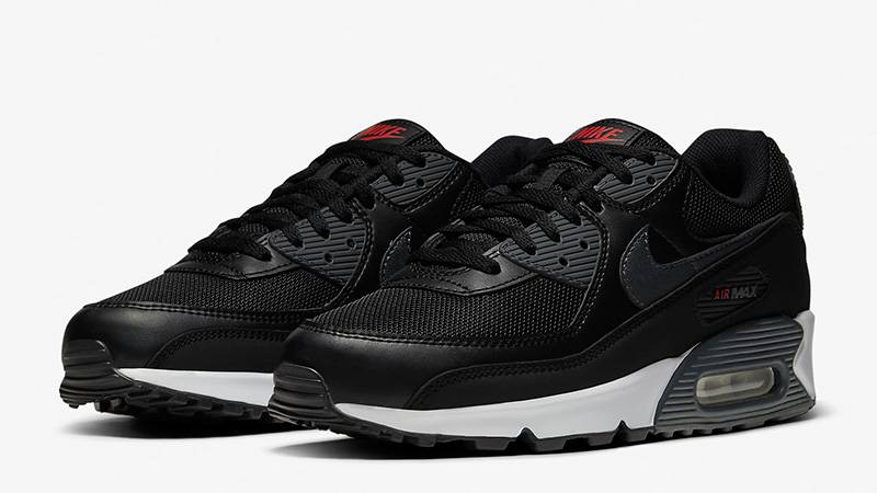 Nike Air Max 90 Black Smoke Grey Red DH4095-001 front