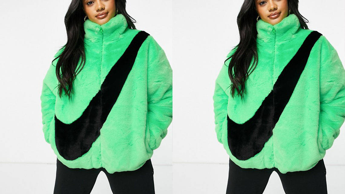 Nike Fur Oversized Jacket Green