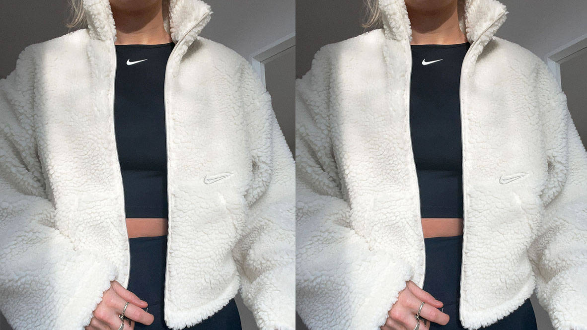 Nike sherpa coat cream feature