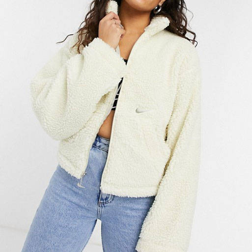 Nike Sportswear Borg Coat Cream ASOS