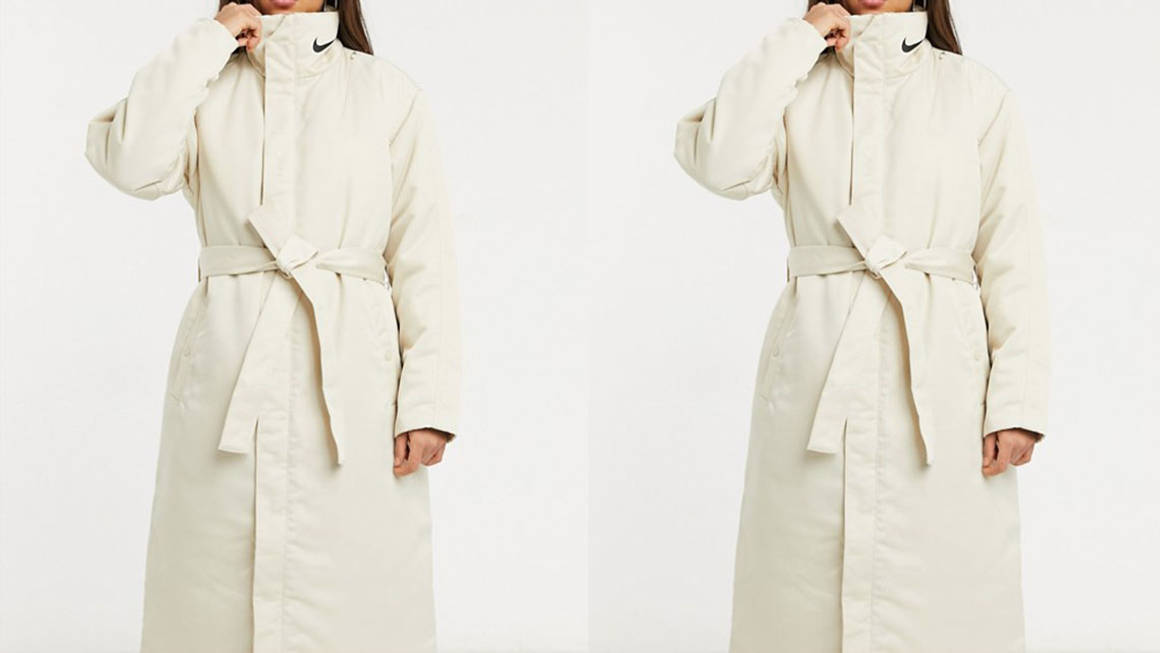 nike trench coat in cream