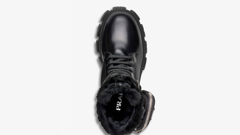 Prada Monolith Leather Nylon Boots Black