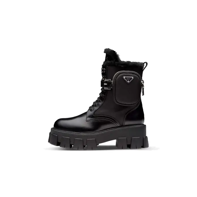 Prada Monolith Leather Nylon Boots Black | Where To Buy | The Sole Supplier