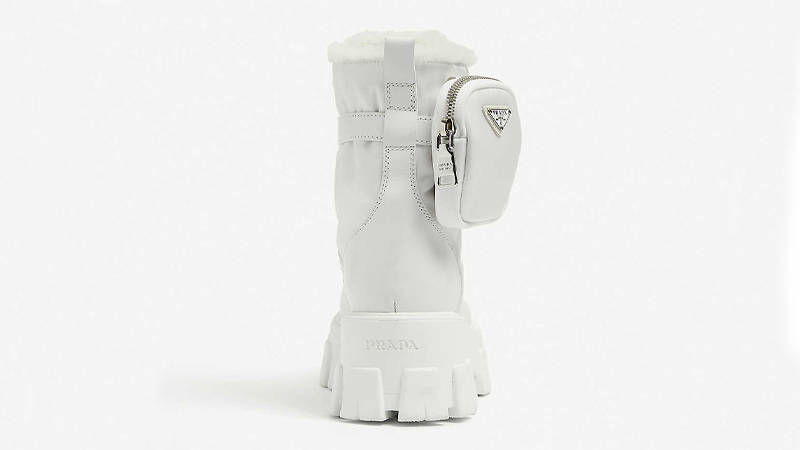 Prada Monolith Leather Nylon Boots White