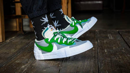An On-Foot Look at the sacai x Nike Blazer Low "Classic Green" & "Magma Orange"