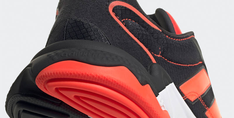 adidas Ozweego Pure Core Black Solar Red Closeup