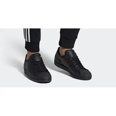 adidas Superstar All Black On Foot Front