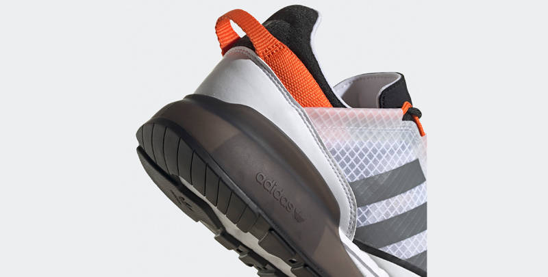 adidas ZX 2K Boost Pure Cloud White Orange Closeup