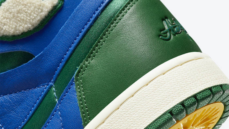 Aleali May x Jordan 1 Zoom Comfort Green Royal Blue Back Closeup