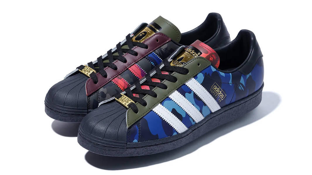 BAPE x adidas Superstar Camo Black Blue Red