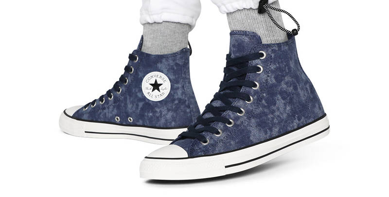 Converse Chuck Taylor All Star Washed Canvas Hi Midnight Navy On Foot