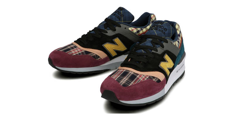 New Balance 997 Plaid Pack Burgundy Black Front
